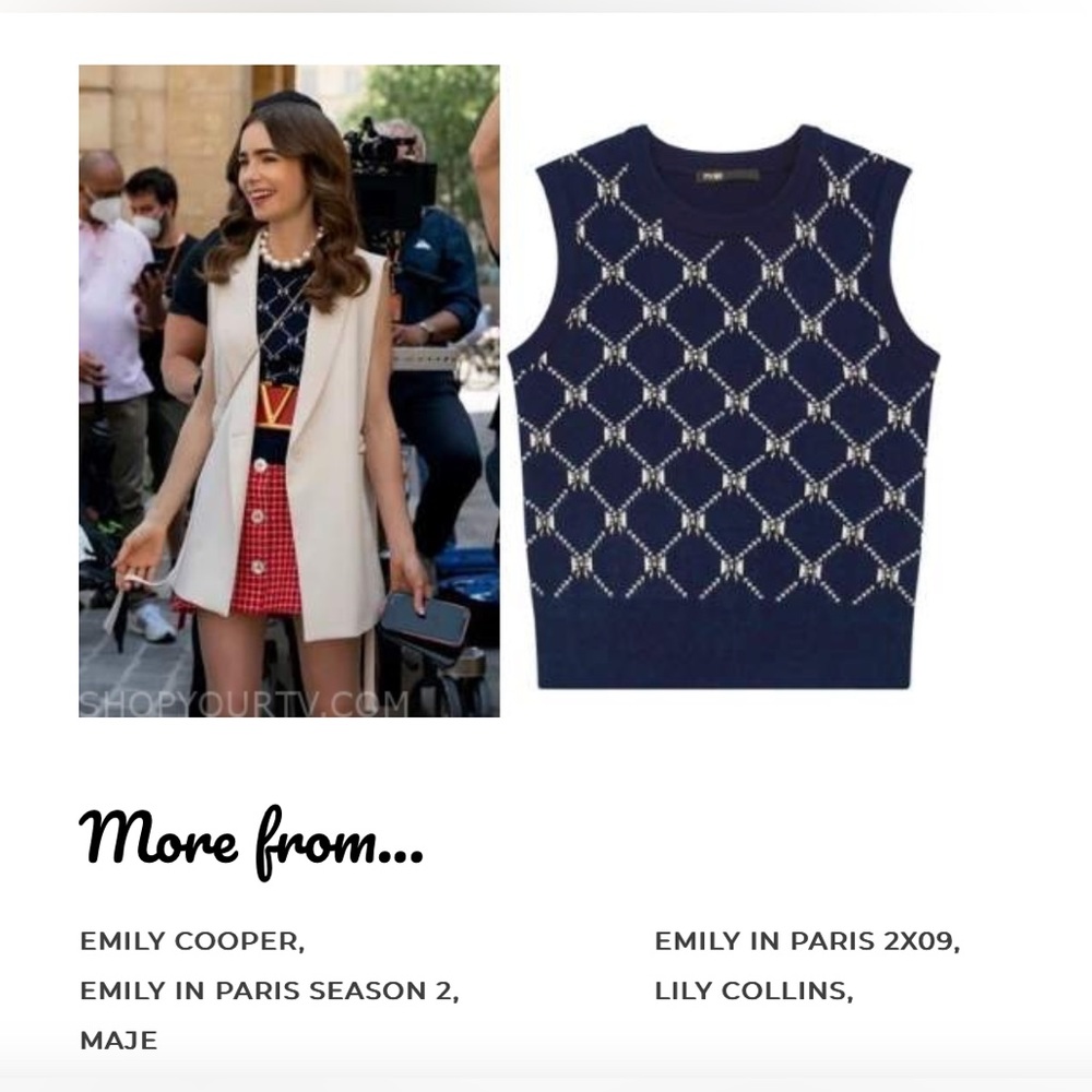 Maje (Emily in Paris S2) Sleeveless Jacquard Sweater with Bows Size 1 Worn once
